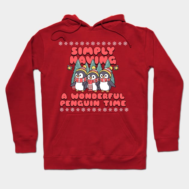 Simply Having a Wonderful Penguin Time at Christmas Hoodie by Contentarama